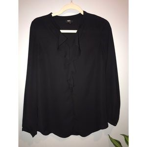 Black Ruffle Collar Dress Shirt